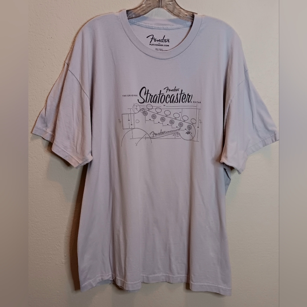 Fender Statacaster Guitar Shirt Beige Tan XXL Band Tee Musician Rocker